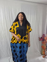 Load image into Gallery viewer, AnKara Adire Kaftan Dress, with Pockets.
