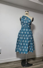 Load image into Gallery viewer, Ankara Peplum Short Gown- Ready to Wear and Customize to your size
