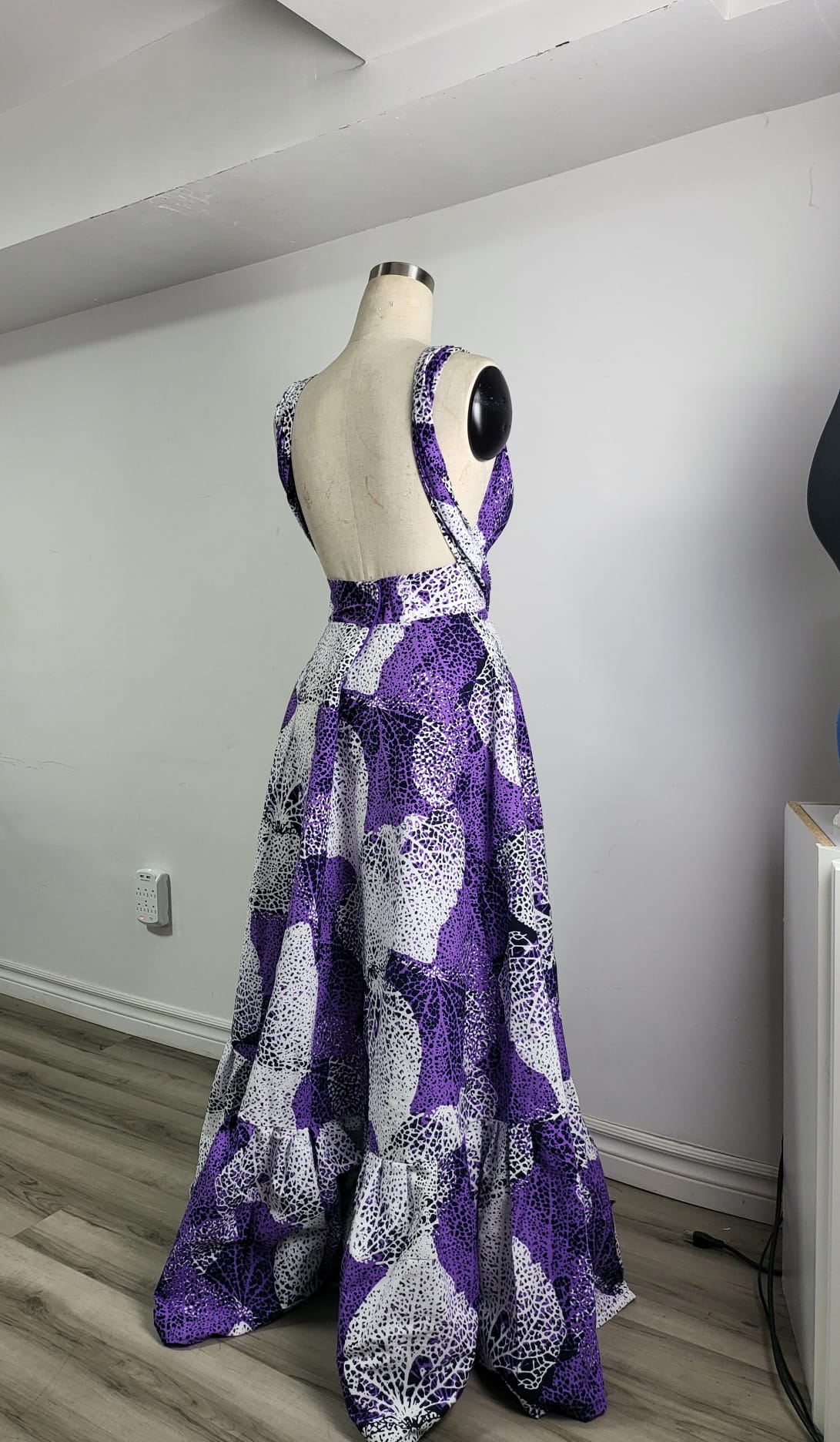 Ankara Purple White Infinity Style Gown- Ready to Wear and Customize to your size