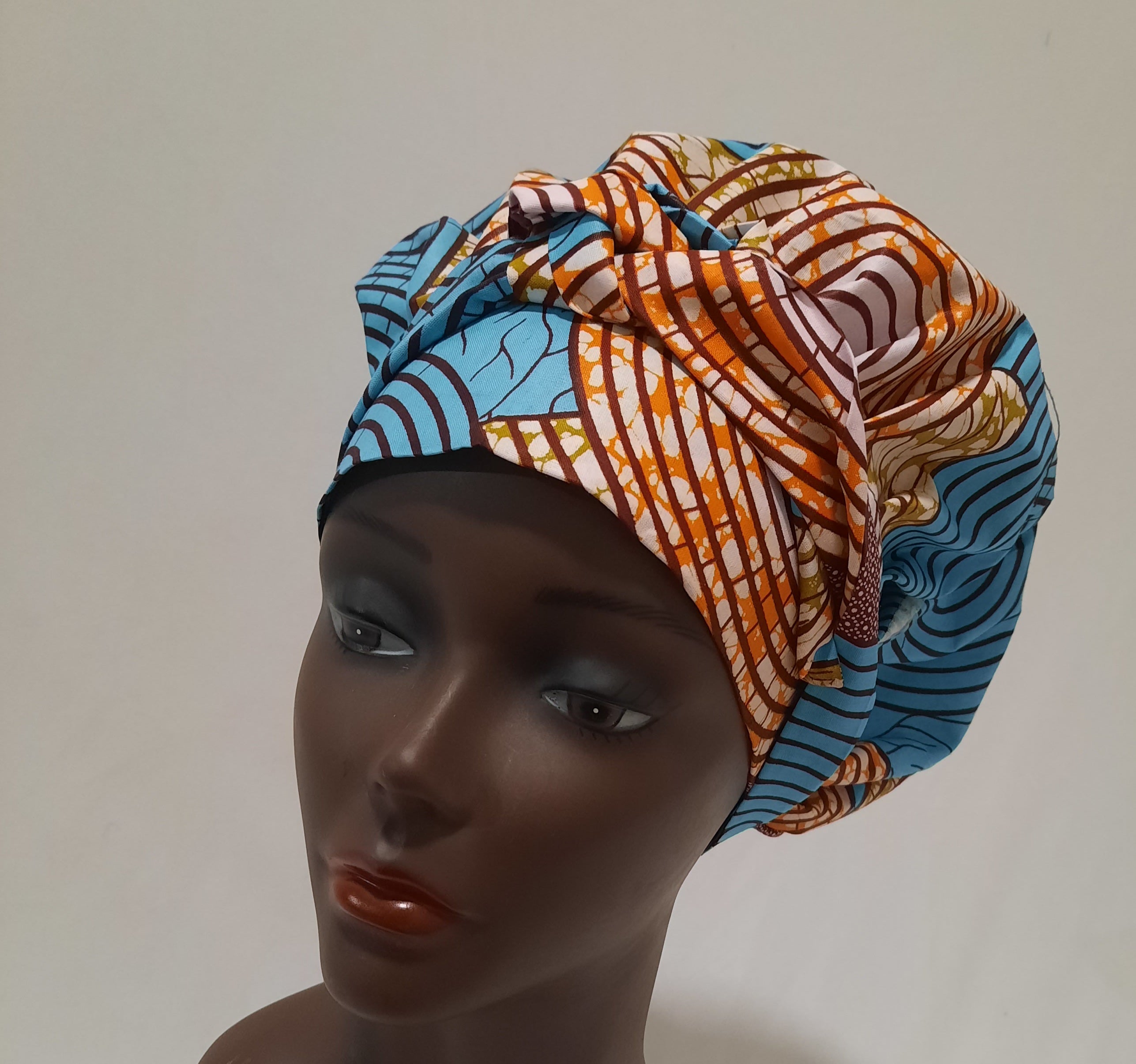 African Print Pre-Tied Satin Lined Head Wrap.