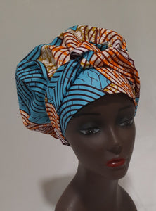 African Print Pre-Tied Satin Lined Head Wrap.