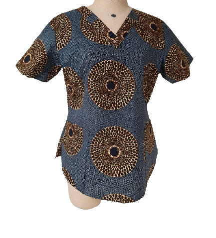 African Print Scrub Top