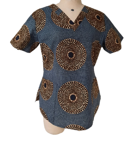 African Print Scrub Top