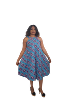 Load image into Gallery viewer, Stylish African Print A-Line Halter Neck Dress With Pockets-Knee Length.
