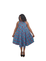 Load image into Gallery viewer, Stylish African Print A-Line Halter Neck Dress With Pockets-Knee Length.

