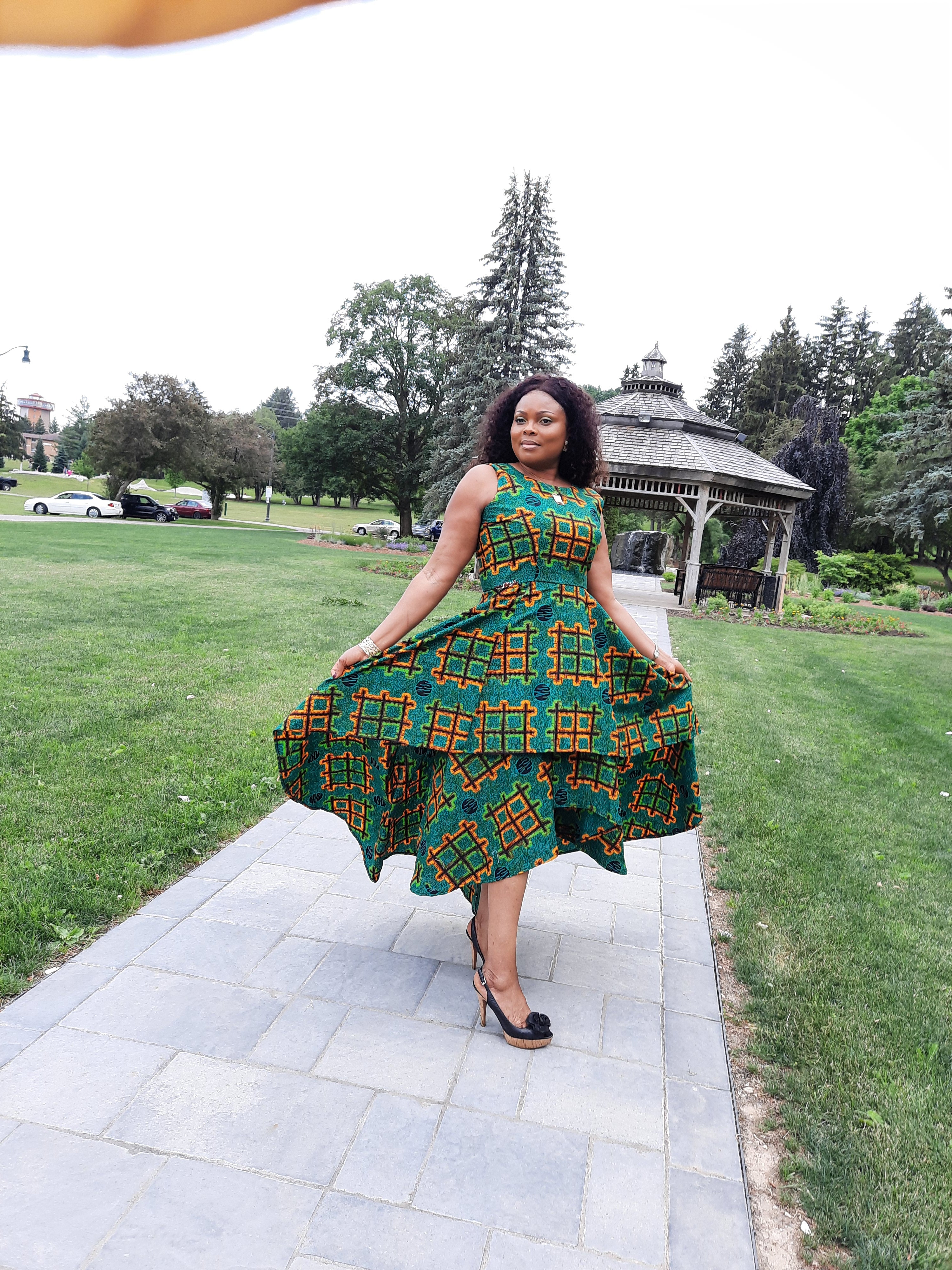 Elegant African Print A-Line Dress Gloci Fashion Design Elegant African Print A-Line Dress Gloci Fashion Design