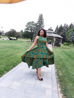 Load image into Gallery viewer, Elegant African Print A-Line Dress
