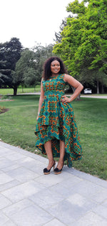 Load image into Gallery viewer, Elegant African Print A-Line Dress

