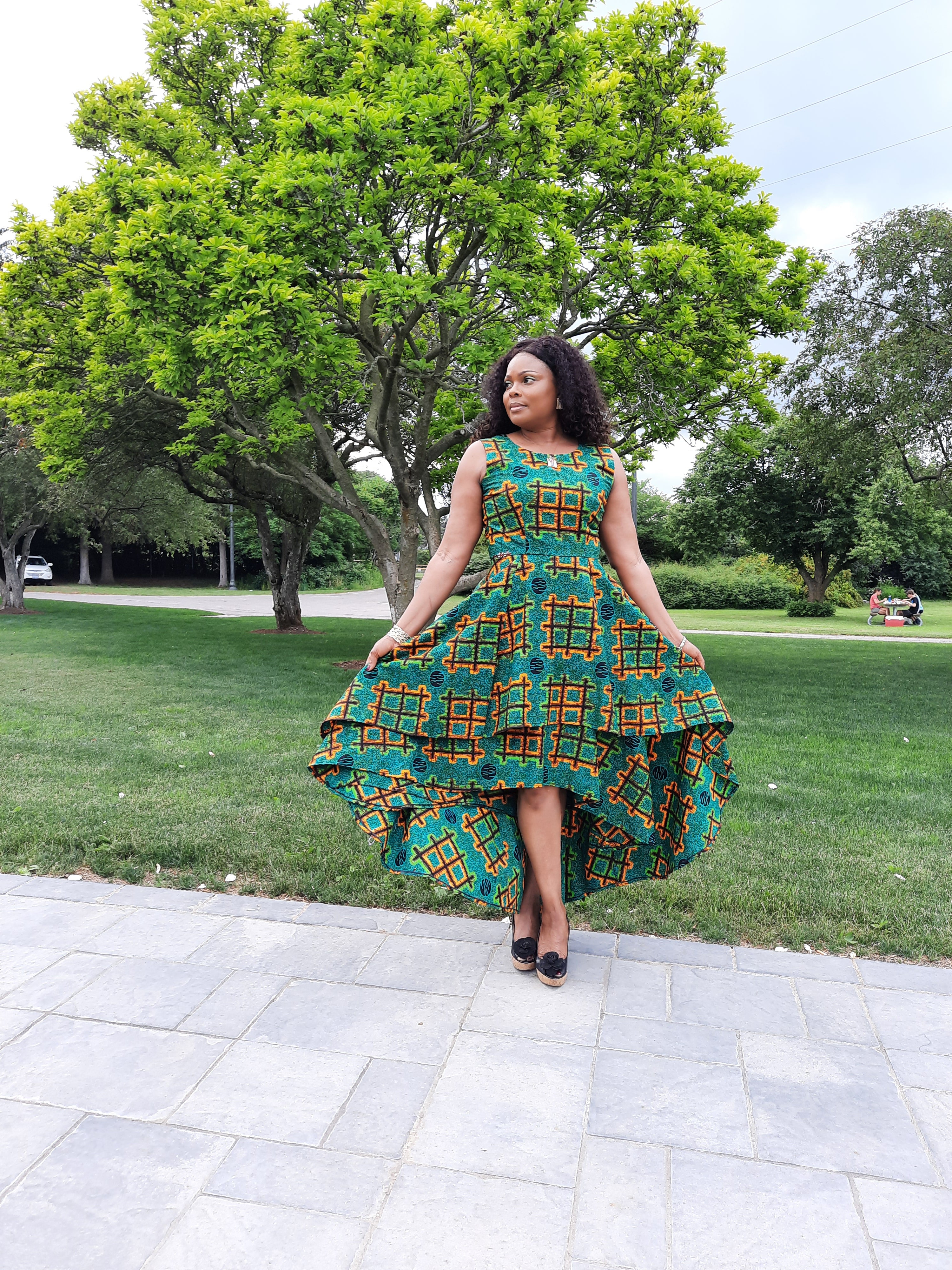 Elegant African Print A-Line Dress