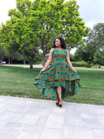 Load image into Gallery viewer, Elegant African Print A-Line Dress
