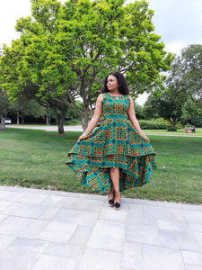 Elegant African Print A-Line Dress