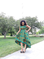 Load image into Gallery viewer, Elegant African Print A-Line Dress
