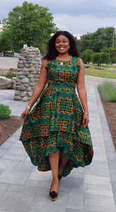Elegant African Print A-Line Dress
