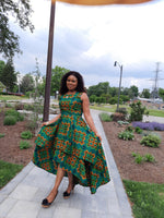 Load image into Gallery viewer, Elegant African Print A-Line Dress
