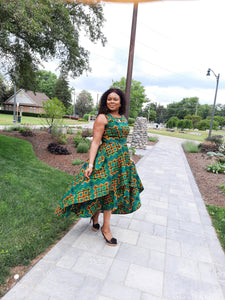 Elegant African Print A-Line Dress