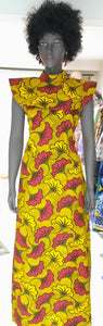 Stylish African Print Turtle Neck Cape Dress.