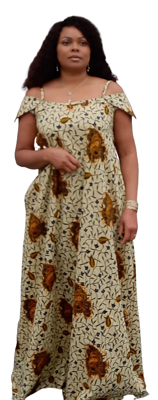 African Print Off Shoulder Long Dress With Two Pockets. Easy to Wear.