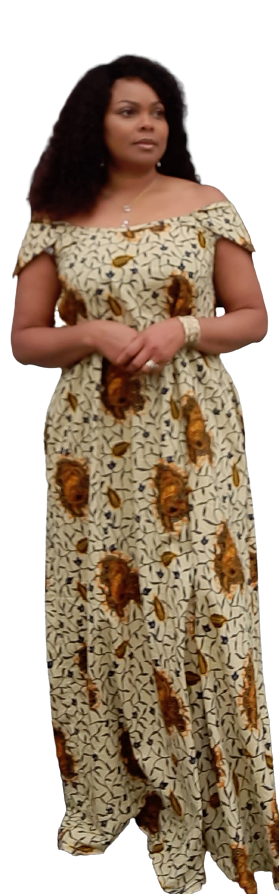 African Print Off Shoulder Long Dress With Two Pockets. Easy to Wear.