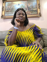 Load image into Gallery viewer, Elegant African Print Flare Dress with Detachable Puffy Sleeve.
